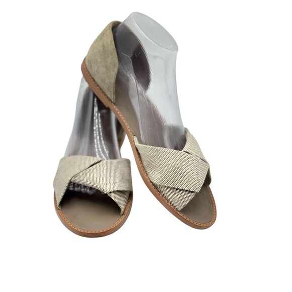 Vince Womens Sz 39 Beige Suede Canvas Crisscross Flat Sandals Summer Comfortable - Picture 3 of 13